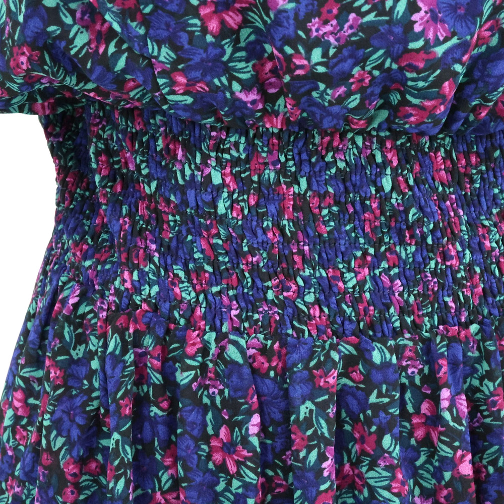 Lulus Dress Womens Large Navy Blue Evalina Floral Chiffon Ruffles Smocked Maxi - Picture 10 of 16